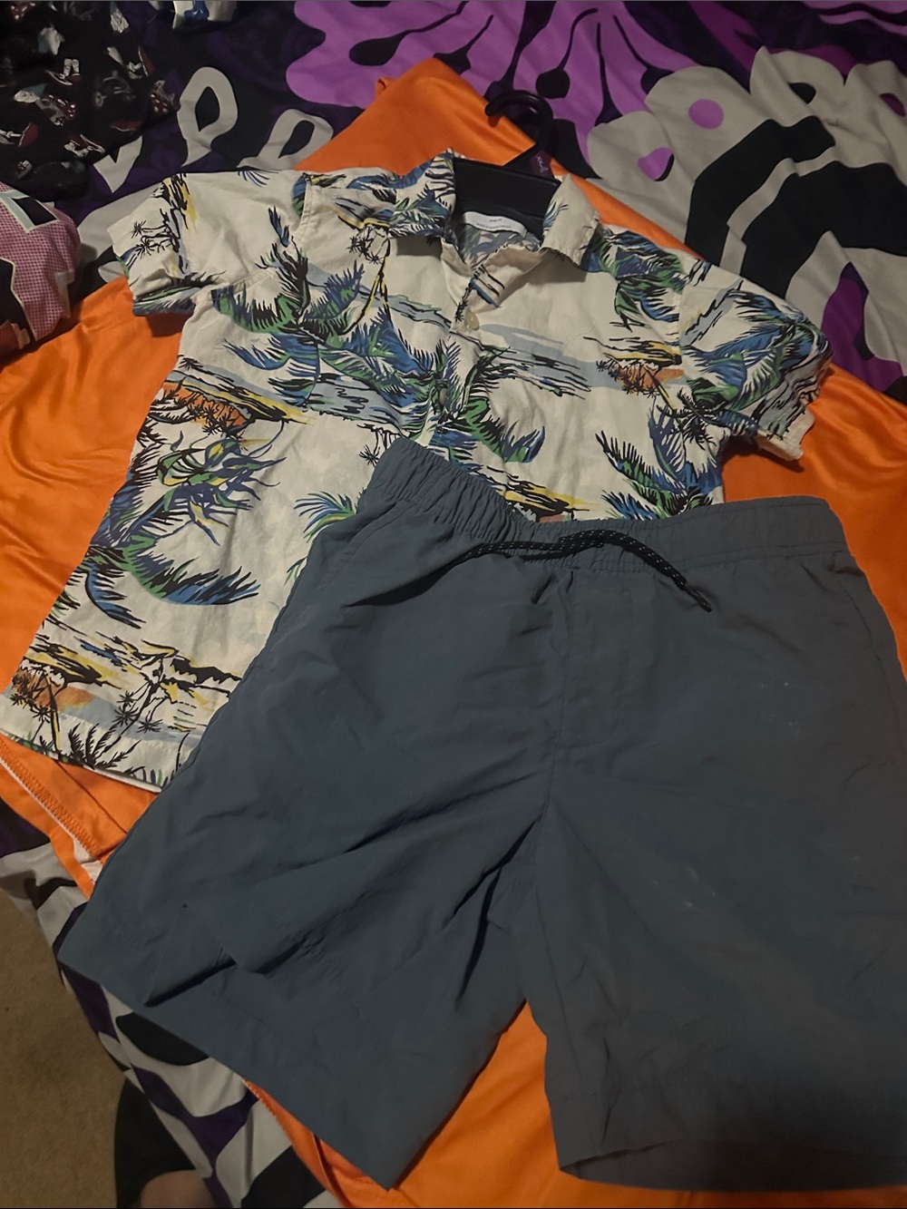 Old Navy Slate Blue Drawstring Hybrid Shorts